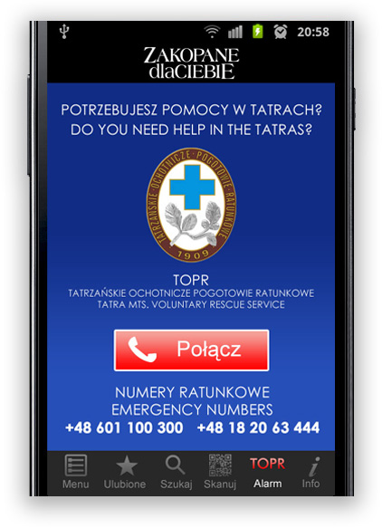 Aplikacja pomoże w szybkim połączeniu z numerem alarmowym TOPR
